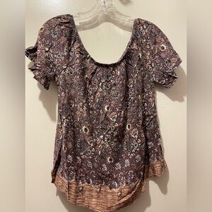 Knox Rose Floral Blouse - Purple and Brown